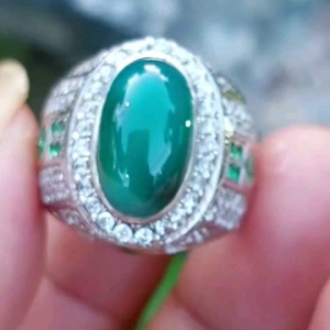 Cincin Batu Bacan Crystal Asli Natural Ring Perak Murni (Mewah)