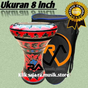Darbuka kayu atau Dumbuk 8 inch import hitam corak merah