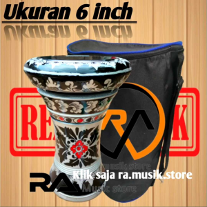 Darbuka mini atau Dumbuk 6 inch silver hitam