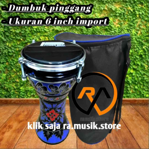 Darbuka mini / dumbuk pinggang 6 inch import hitam biru