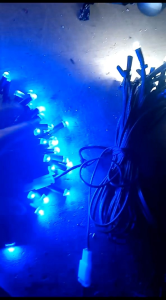 lampu dekorasi seribu bintang DC 12volt ukuran 10 meter putih mix biru (bohlam 8mm)