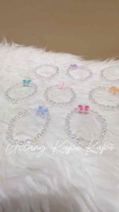 Farfala Butterfly Holo Beads Bracelet Gelang Elastis Liontin Kupu Kupu Resin Elastic Manik Hologram