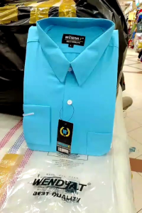 Wendyat.T Kemeja Formal Reguler Warna Biru Turkish✓Kemeja Pria Polos Lengan Panjang