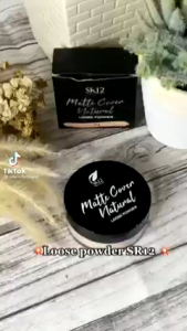 Bedak Tabur Tahan Lama SR12 Matte Cover Natural Loose Powder Memberikan Efek Natural