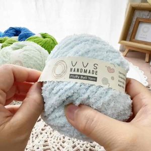 VVS 3Ply Fluffy Yarn 50g Soft Plush Crochet Knitting Yarn for Doll Blanket Benang Bulu Pendek Lembut Mengait 短毛绒线
