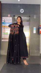 LAUNCHING NEW BEAUTIFUL EMBROIDERY WORK GEORGETTE GOWN WITH SHRUG COME 2 BEAUTIFUL COLOURS