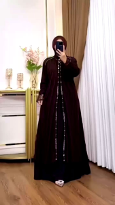 Gamis Brokat Wanita Dewasa Terbaru 2026 Mewah Violla Set Dress Bahan Ceruty Babydoll Mix Brokat Aplikasi Payet Gamis Kondangan Pesta Lebaran Maxy Best Seller