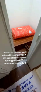 Helper room storage bed frame with mattress customize singapore/store room/unity/bomb shelter