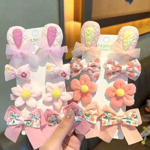 Set Jepit Rambut 1Set 8Pcs Jepit Anak Motif Telinga Pita