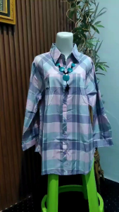 Kemeja Wanita Kekinian & Blus Kemeja Motif Kotak-Kotak