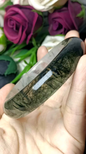 Green Rutilated Crystal Stone bangle 59mm+- 稀少精品绿发晶透体水晶手镯 59mm+-