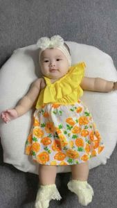 Dress Bayi Perempuan One Shoulder Brigitha Untuk 6 - 18 Bulan Free Celana Dalam Baby Free CD Celana Dalam Bayi Model Ikat Pundak Murah Terjangkau / Dress Baby Gaun Bayi Bahan Katun / Bisa COD Bayar di Tempat