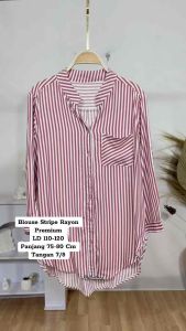 Atasan Salur Wanita Rayon Premium - Blouse Wanita