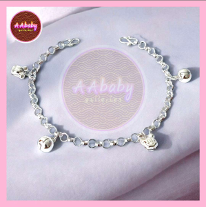 🌈AAbaby Galleries AA425 Original Baby Silver Anklet Bracelet Mickey & Round Bells(Rantai Kaki/Tangan/Gelang Bayi/Kanak