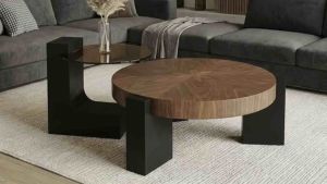 Bàn trà đôi Sofa phòng khách MOKUEN cốt gỗ MDF phủ verneer gỗ sang trọng hiện đại BT-96