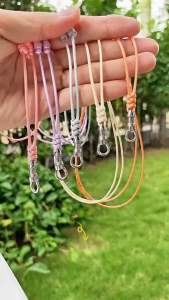 สร้อยเชือกคอตตอนเกาหลีเคลือบเงา พุกก้ามปูสเแตนเลส ปรับสั้นยาวได้