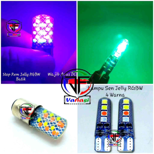 Paket Lampu Stop Rem Jelly RGB Batik 2 Mode Flash dan Kedip + Sen Jelly Kedip 4 Warna Led Depan Belakang Universal Wajib DC 12 Volt