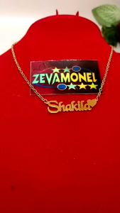 kalung liontin nama titanium lapis emas 24k anti karat dan luntur