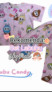 Aghni Boutique Piyama Anak karakter Labubu Tanpa Kerah