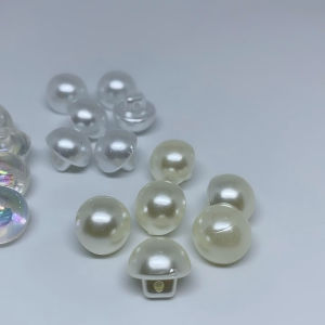 6pcs Pearl Button 12mm Perlas Cream White Crystal (Mushroom) by LasuerteApparel