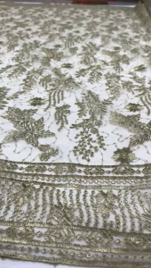 Bahan Kain Tille Payet Spinggel/Bahan kebaya Wanita /Tille Payet Piring