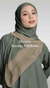 Menawa Serenity Veil Hijab segi empat motif jumbo 130x130 sublime lasercut premium voal