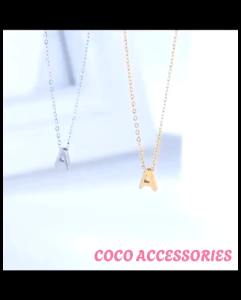 Kalung Wanita Titanium Liontin Huruf Inisial A-Z Warna Gold Anti Karat | Anti Luntur