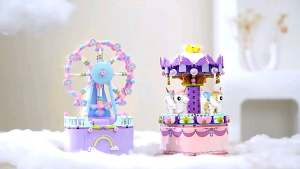 Ferris Wheel Carousel Music Box Building Blocks 唯乐创想 摩天轮 旋转木马音乐盒 可转动 八音盒 儿童积木