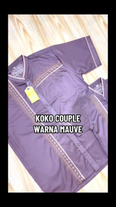 Agnina - Baju Koko Couple Ayah dan Anak Warna Ungu Muda Lengan Pendek Motif Bordir Terbaru 2025