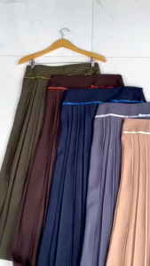 Rok Kerja Rempel Panjang Wanita & Rok Plisket Coklat