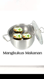Dandang Steamer Panci Kukus Set Stainless Anti Karat Steamer Pot Tutup Kaca Ukuran Besar 28CM