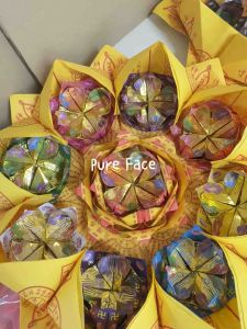 现货 9色烫金九转莲花 Handmade origami nine-color gold-stamped lotus flower with Paradise Lotus flower and seal