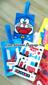 Silicone Travel Accessories Luggage Tags Cute Cartoon Luggage Label Suitcase ID Address Holder Bus Card Cover