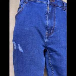 Celana Jeans Sobek Pria Bahan Stretch Denim Blue Orange - Regular