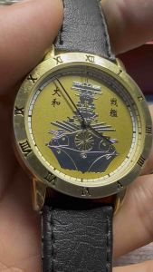 Đồng hồ nam nội địa Nhật Bản máy Nhật  mặt hình tàu chiến  size 38mm bọc vàng hình thức sản phẩm có bị mòn nhẹ lớp mạ lên tay vẫn còn đẹpdây da linh kiện được thay mới