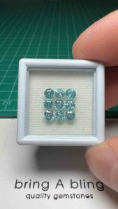 พทาย(blue zircon) จากเขมร เจียระไนทรงกลม (ราคาต่อเม็ด) เหลี่ยมชั้น สีฟ้าสวยงามไม่มีตำหนิ ไฟดีมาก