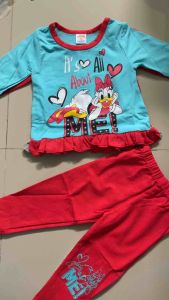 Bộ thun coton tay dài quần dài bé gái vải mềm co giãn dễ mặc (6-17KG)