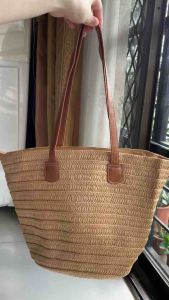 Summer Korean style Large Straw Knitted Straw Top-handle Bags Bucket shoulder Bag For Women #6319