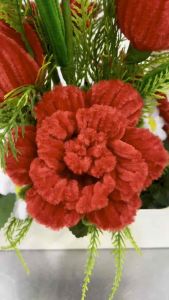 Quà tặng-hoa kẽm nhung hoa hồng cao 40cm ngang 20cm