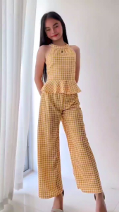 Moly gingham| Trendy Sleeveless Wide Leg Outfit for Kids