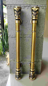 Gagang Pintu Rumah Kuningan Kunci Motif Nanas Polos Antik 60 cm 2 Pcs