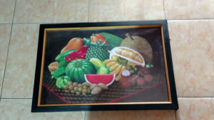 Hiasan dinding cetak gambar plus bingkai buah segar ukuran 65*45