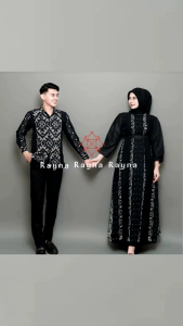 Set Baju Couple Tenun Hitam Gamis Baju Kondangan Set Baju Lebaran