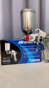TATENO กาพ่นสี รุ่นS-710G หัวเข็ม 1.3 มิล แบบถ้วยข้างอลูมิเนียม 400cc. กระเป๋าเสื้อสมบูรณ์ การผักเสื้อผิว