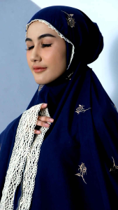 YUDITH - Mukena Dewasa Jumbo Bordir Tulip Free Tas Pouch - Mukena Traveling