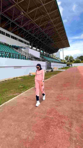 Setelan Olahraga Wanita Jumbo - Kaos Olahraga Celana Cargo wanita muslimah - Agli Set 100kg