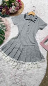 MyDu Shop | MS 2749 – Đầm thun gân cổ bẻ Xòe Basic – Phối Ren Lai Nữ Tính