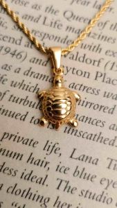 Kalung Liontin Penyu 3D & Titanium Rope Chain