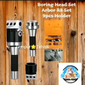 Boring Head 50mm Set Arbor R8 dan 9pcs Holder Pahat Mata Widia cocok utk mesin milling nantong SM3