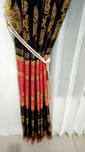 [ BISA COD ] GORDENG BLACKOUT IMPORT PRIN EMAS MERAH HITAM  KORDEN BLACKOUT MOTIF ZAKAT JENDELA  MINIMALIS PINTU PANJANG 240 CM
